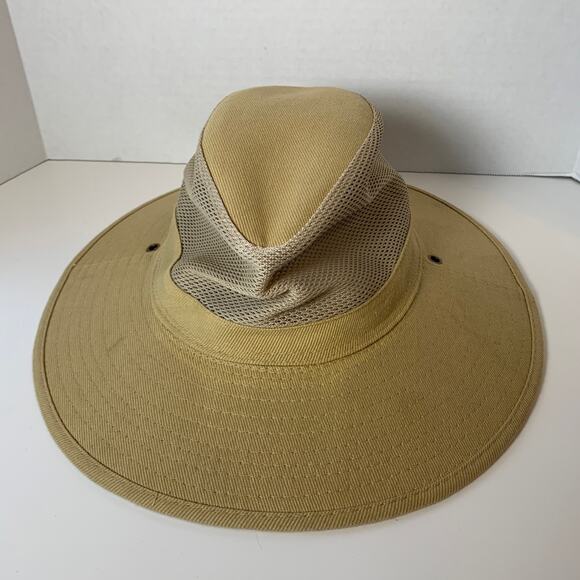 Dorfman Hat Co. Wide Brim Sun Panama Hat Large Mesh Vented Fishing Tan Size XL - Picture 7 of 9